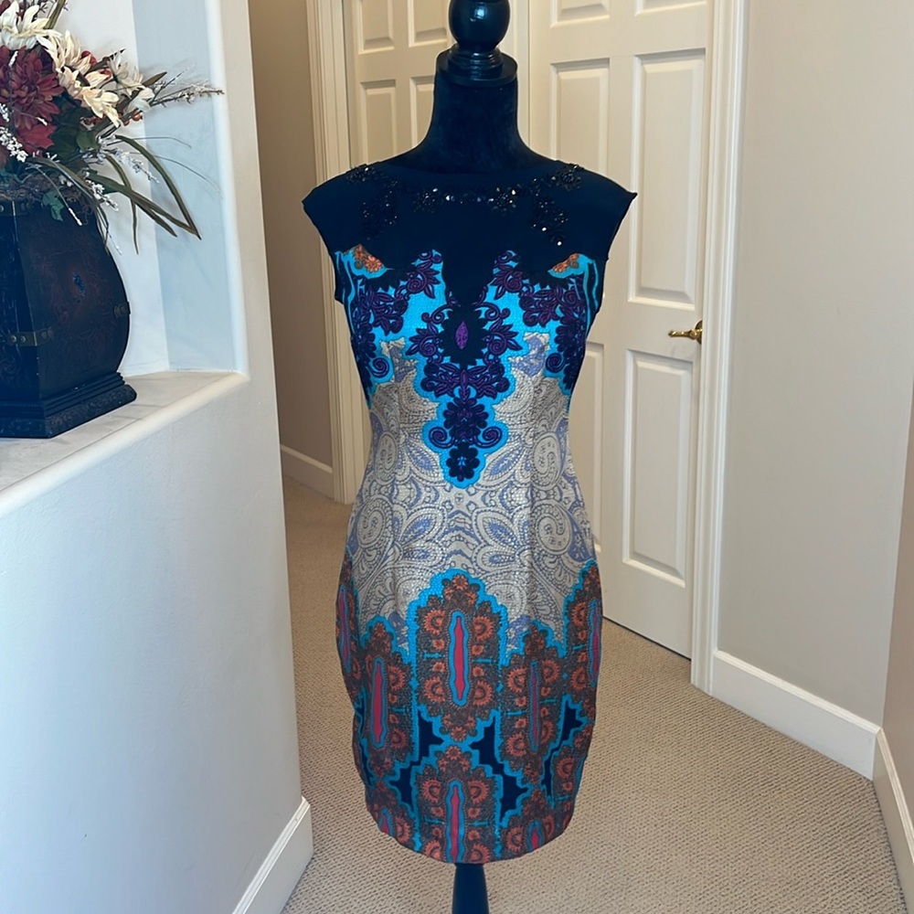 Tracy Reese Medallion Sarcastic Print Placement Shift Dress